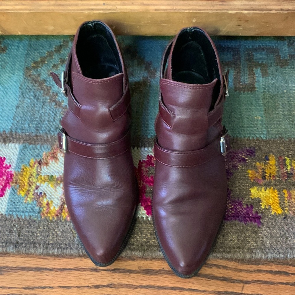 Zara Basic Burgundy Ankle Boots Size 37